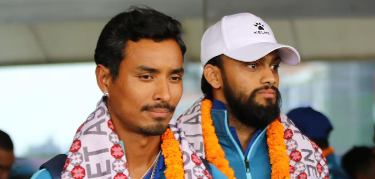 नेपाली क्रिकेट टिमलाइ विमानस्थलमा बाजागाजासहित भव्य स्वागत